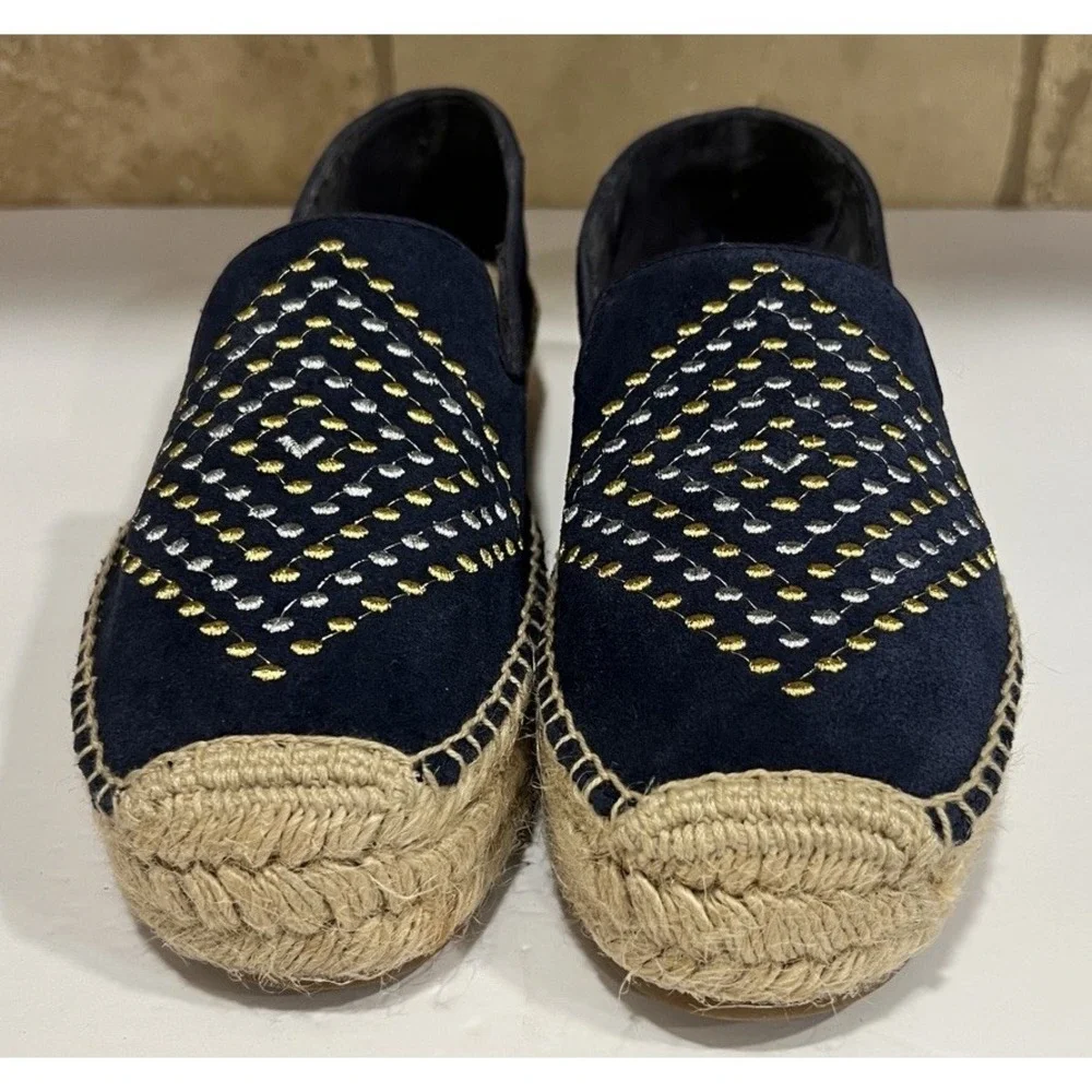 Women's Jack Rogers Luna Suede Espadrille Shoes Embroidered Slip‎ On Size 8.5